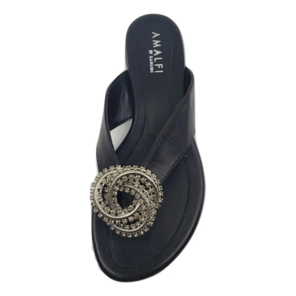 Igi Black Leather Amalfi Flat Sandals