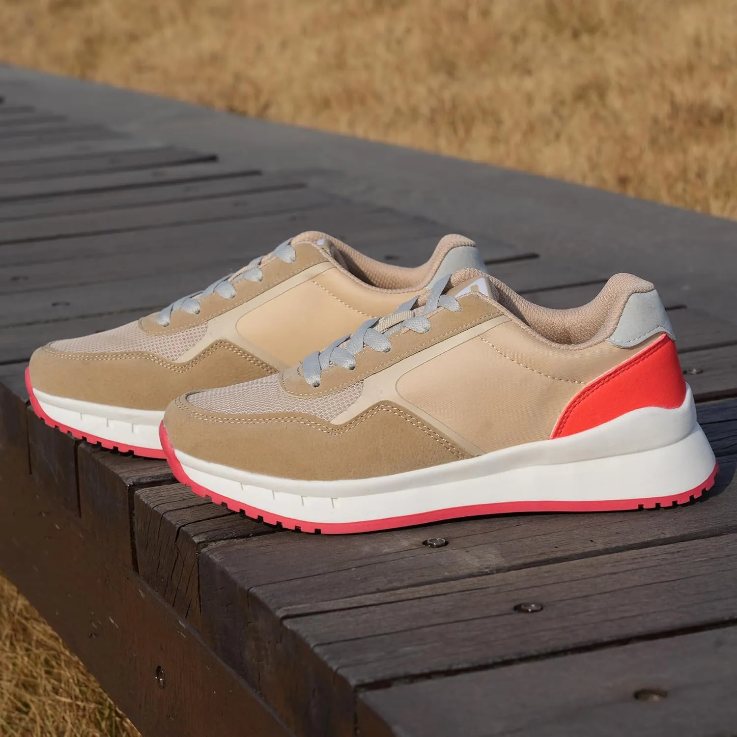 JABASIC Women Fashion Sneakers Breathable Lace-Up Tennis Running Shoes Comfortable Walking Shoes