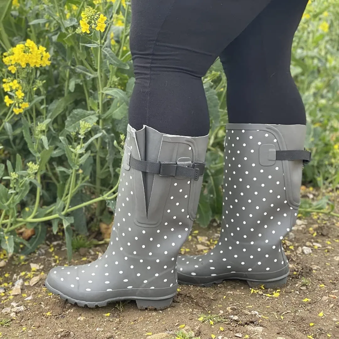 Jileon Extra Wide Calf Womens Rain Boots with Rear Expansion - Fit up to 20" Calves | Designed For Ladies with Wide Feet or Ankles | Durable and 100% Waterproof Boots