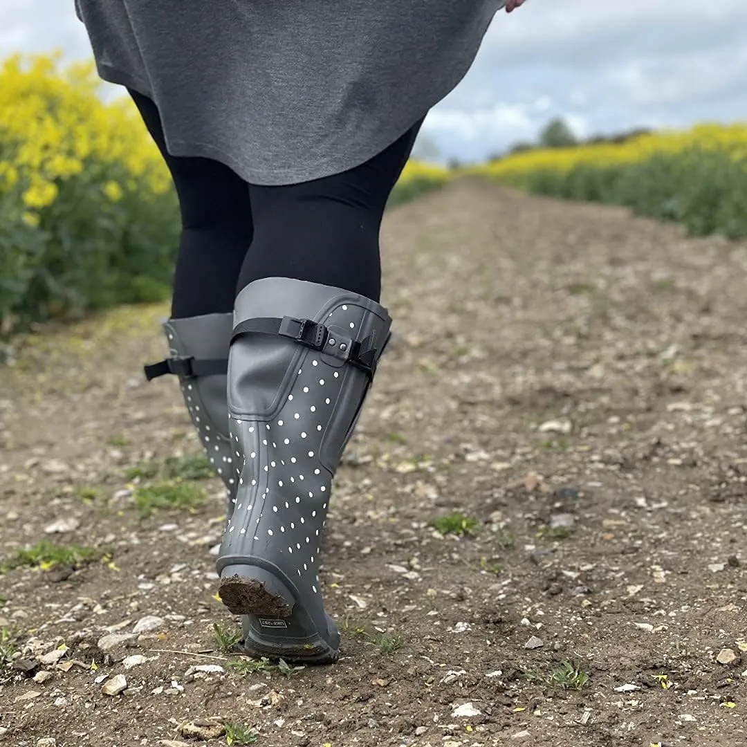 Jileon Extra Wide Calf Womens Rain Boots with Rear Expansion - Fit up to 20" Calves | Designed For Ladies with Wide Feet or Ankles | Durable and 100% Waterproof Boots