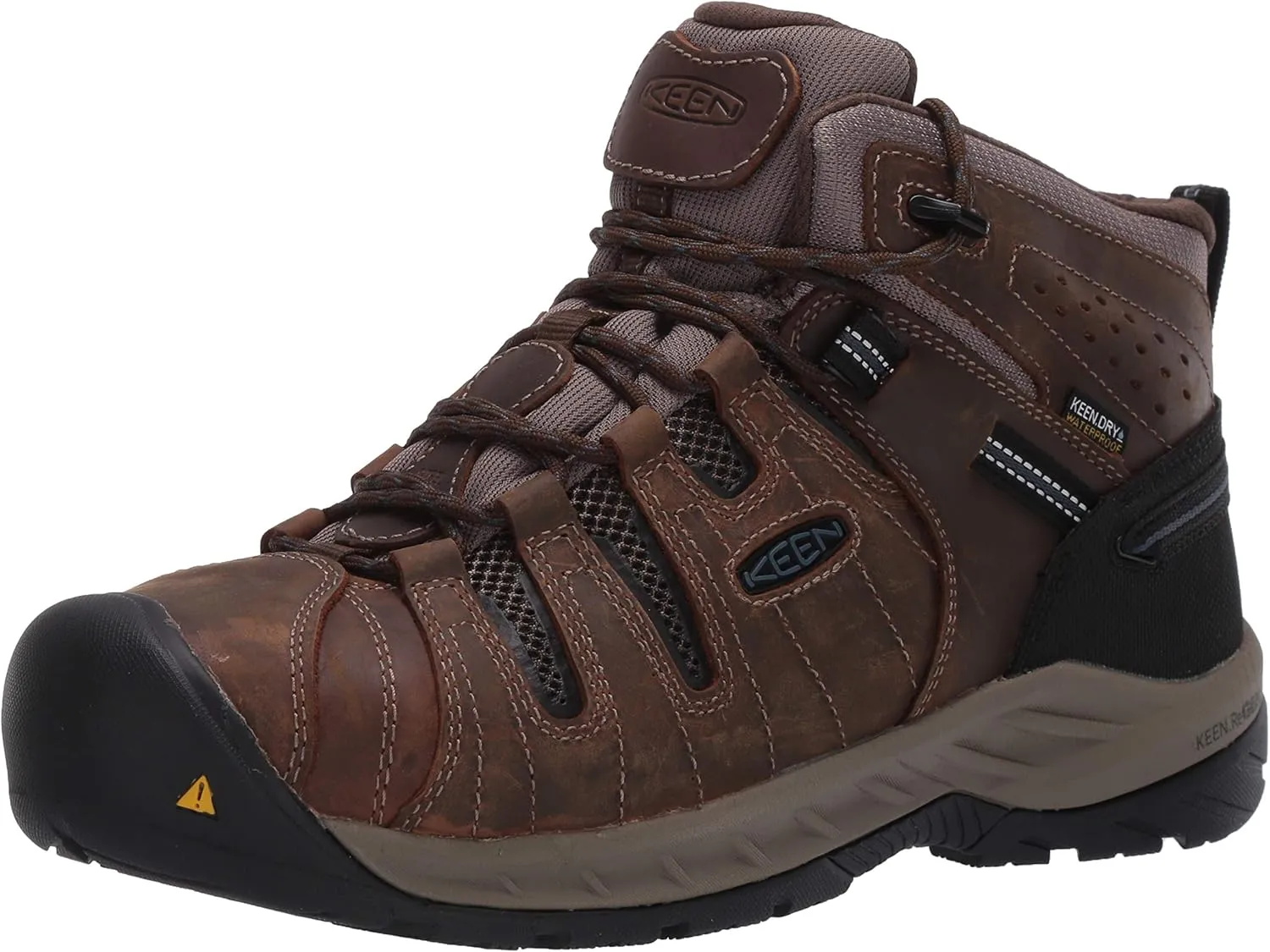 KEEN Utility Men's Flint 2 Mid Height Steel Toe Waterproof Durable Construction Work Boots, Cascade Brown/Orion Blue, 11 Wide