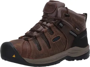 KEEN Utility Men's Flint 2 Mid Height Steel Toe Waterproof Durable Construction Work Boots, Cascade Brown/Orion Blue, 11 Wide