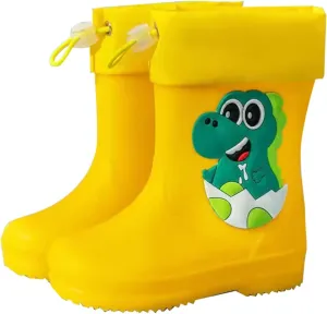 Kids Rain Boots Boys Girls Lightweight Boots Waterproof Easy-on Outdoor Playing Rain Boot Unisex-Child