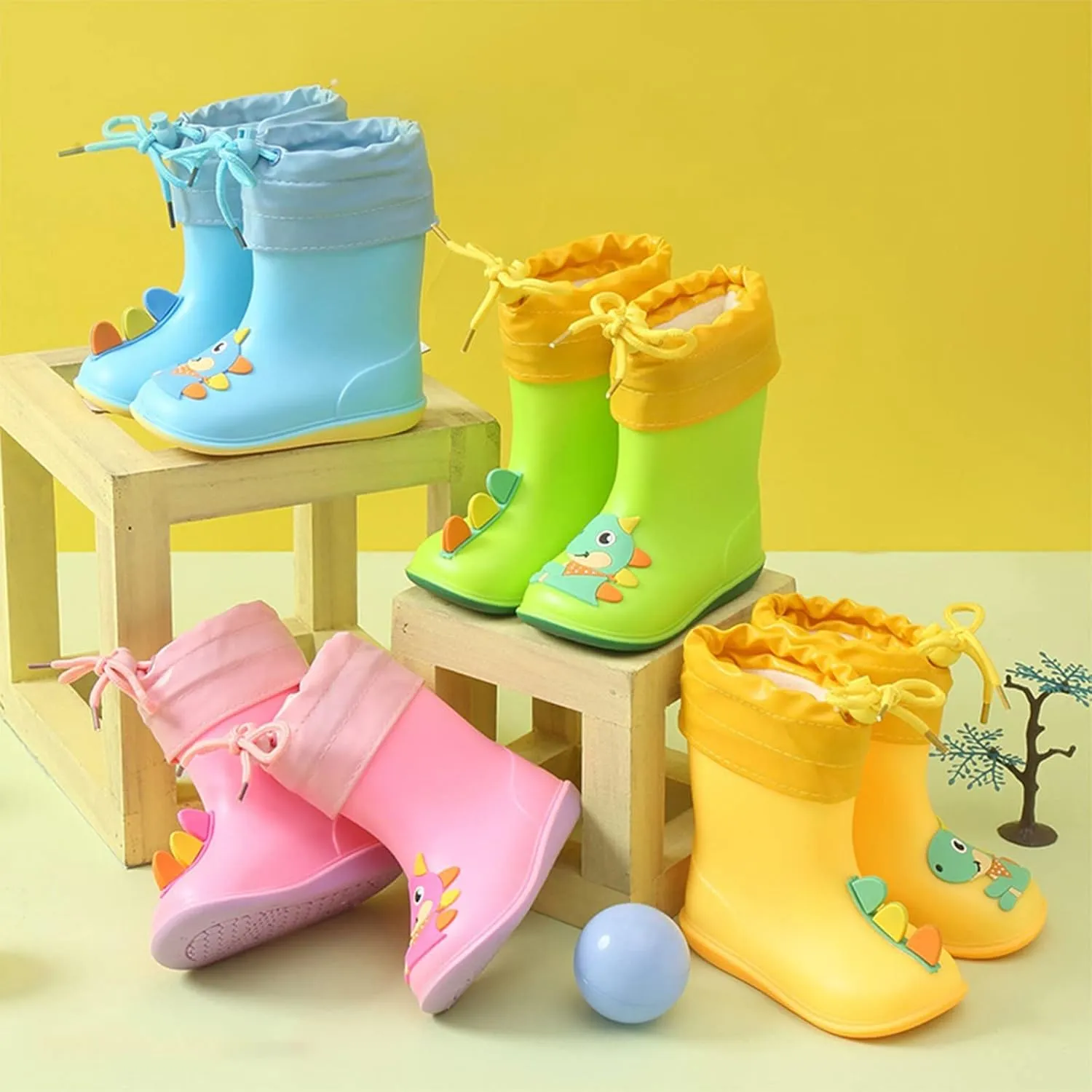 Kids Rain Boots for Boys Girls Waterproof Toddler Rain Boots with Easy-On Handles Toddler Booties Non Slip Socks