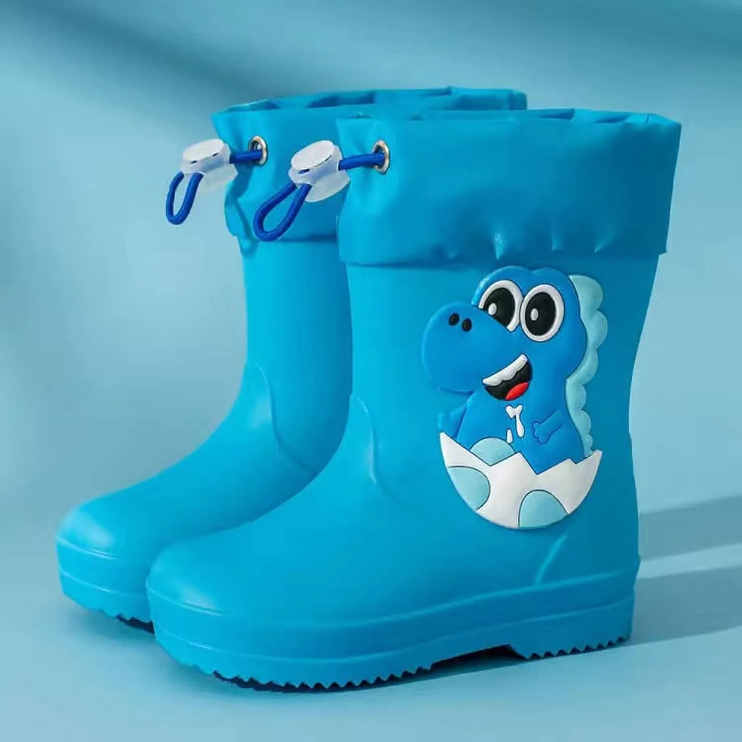 Kid's Rain Boots Lightweight Rubber Waterproof Kids and Toddlers Shoes, Easy-On Loop Toddler Rain Boots Size 7