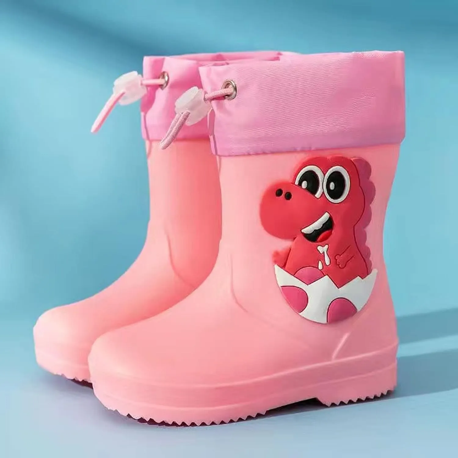 Kid's Rain Boots Lightweight Rubber Waterproof Kids and Toddlers Shoes, Easy-On Loop Toddler Rain Boots Size 7