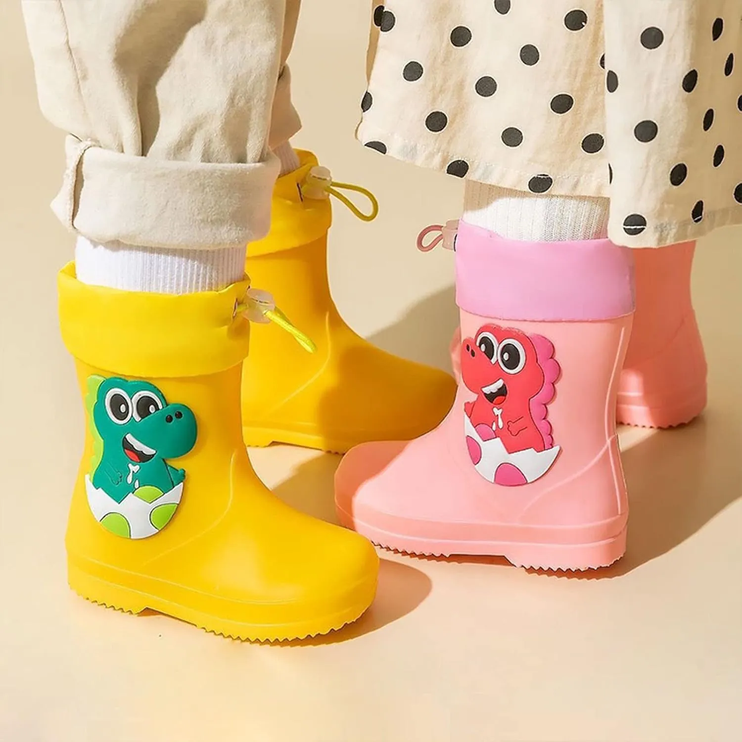 Kid's Rain Boots Lightweight Rubber Waterproof Kids and Toddlers Shoes, Easy-On Loop Toddler Rain Boots Size 7