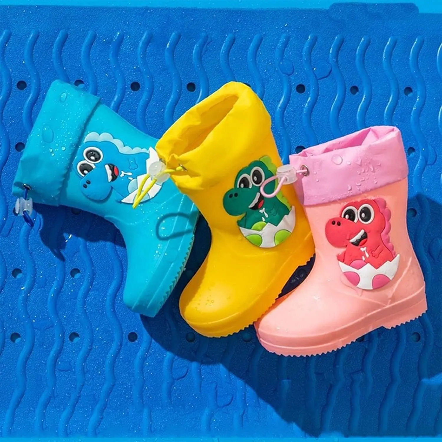 Kid's Rain Boots Lightweight Rubber Waterproof Kids and Toddlers Shoes, Easy-On Loop Toddler Rain Boots Size 7