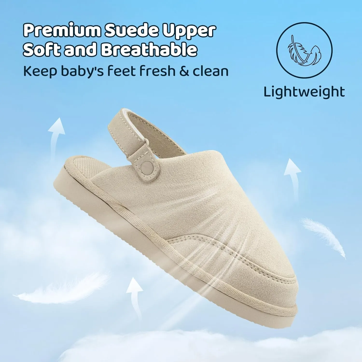 Kids Suede Clogs Girls Boys Clogs Slip On Sandals with Adjustable Strap for Children, Classic Toddler Slippers Non-Slip, Soft Textile Lining, Suede Mules for Indoor and Outdoor