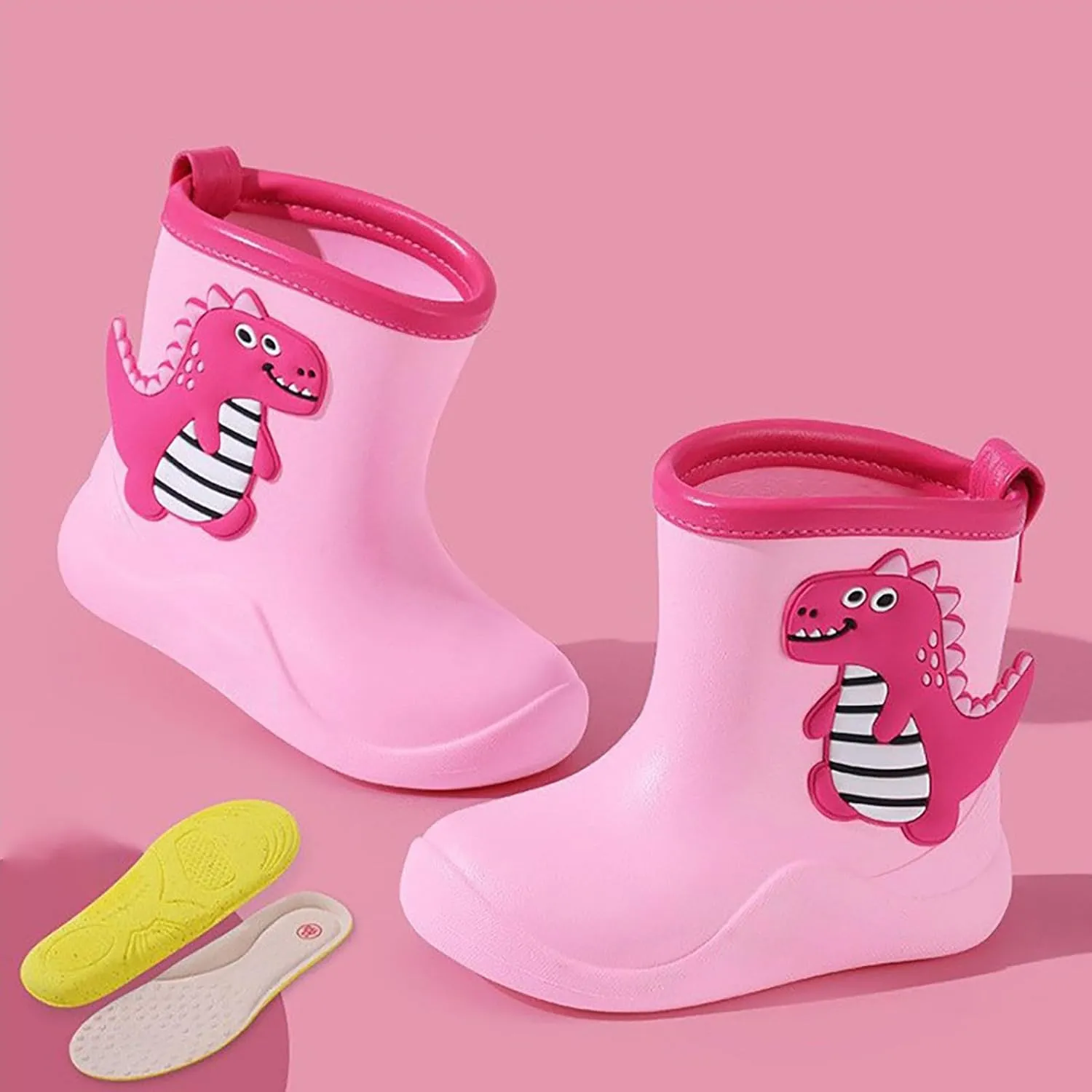 Kids Toddler Rain Boots for Girls Boys Waterproof Rain Shoes Patterns and Glitter Boot with Easy On Handles