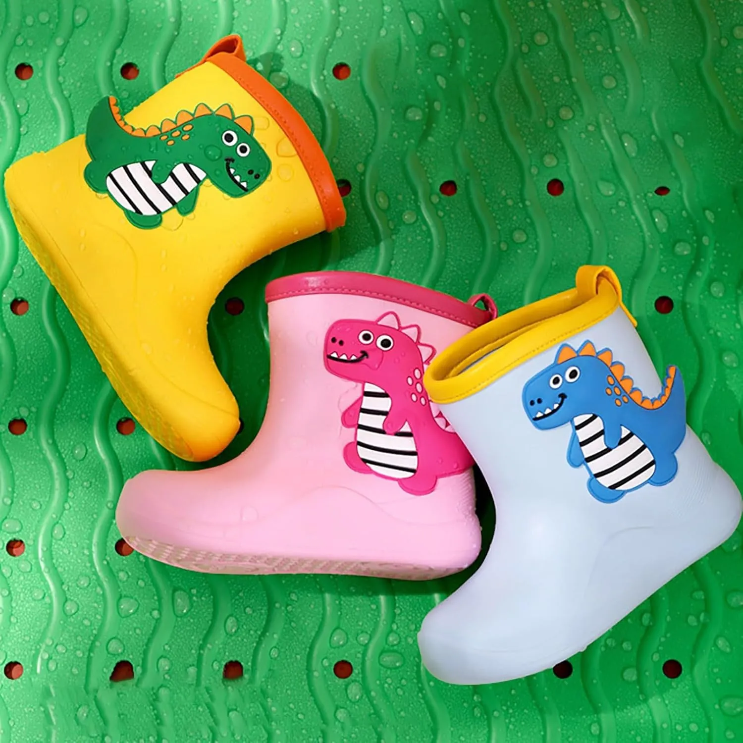 Kids Toddler Rain Boots for Girls Boys Waterproof Rain Shoes Patterns and Glitter Boot with Easy On Handles