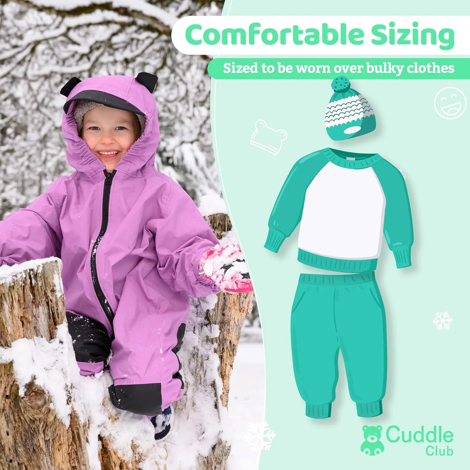 Kids Toddler Rain Suit - Muddy Buddy Waterproof Coverall One Piece Weather Resistant Baby Jacket