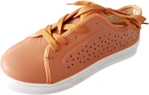 Ladies Fashion Solid Color Breathable Hollow Leather Lace Up Flat Bottomed Casual Shoes Casual Lace up Shoes for Women
