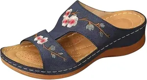 Ladmiple Sandals Women 2023 Fashion Floral Orthopedic Flip Flops with Arch Support Slippers Roman Casual Open Toe Shoes