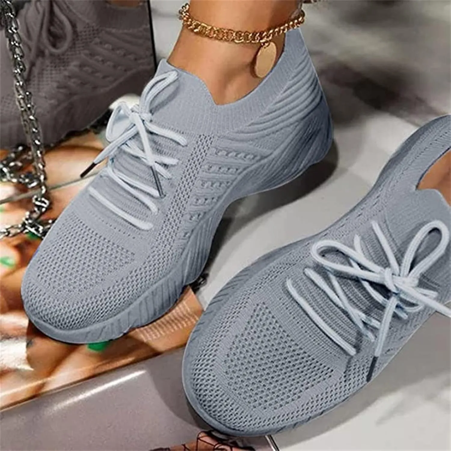 Lausiuoe Sneakers For Women Walking Shoes Comfortable Sock Sneakers Slip on Mesh Comfortable Wedge Shoe Platform Loafers