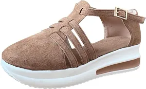 Lausiuoe Womens Sandals Dressy Casual Arch Support Wedge Platform Sandals Ankle Strap Summer Shoes Comfortable Walking Shoes