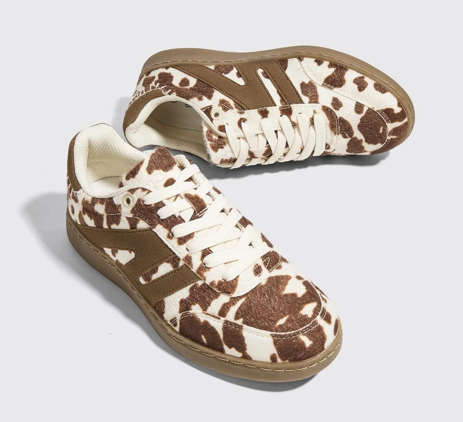 LUCKY STEP Women Classic Retro Gum Sole Fashion Sneakers Casual Tennis Skate Shoe Genuine Leather Walking Footwear Anti Slip Trainers