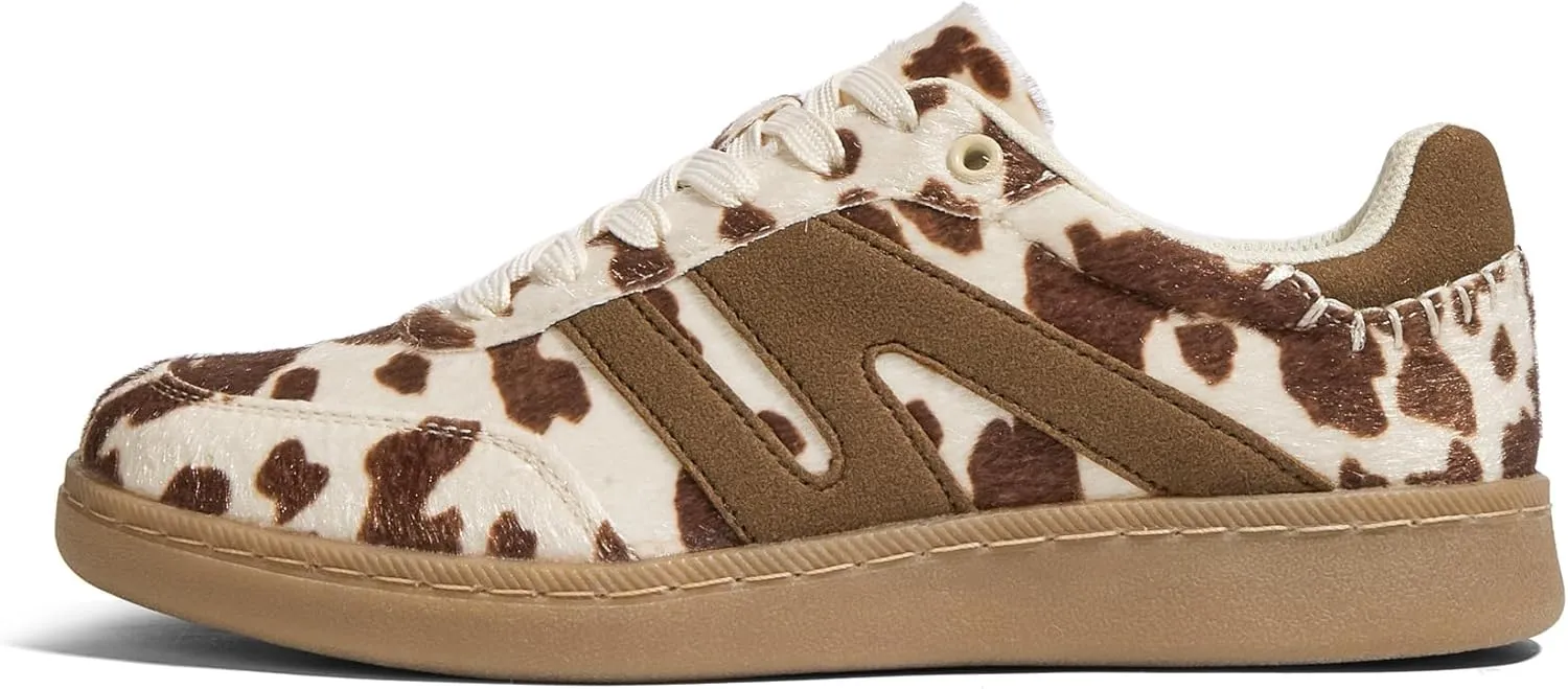 LUCKY STEP Women Classic Retro Gum Sole Fashion Sneakers Casual Tennis Skate Shoe Genuine Leather Walking Footwear Anti Slip Trainers