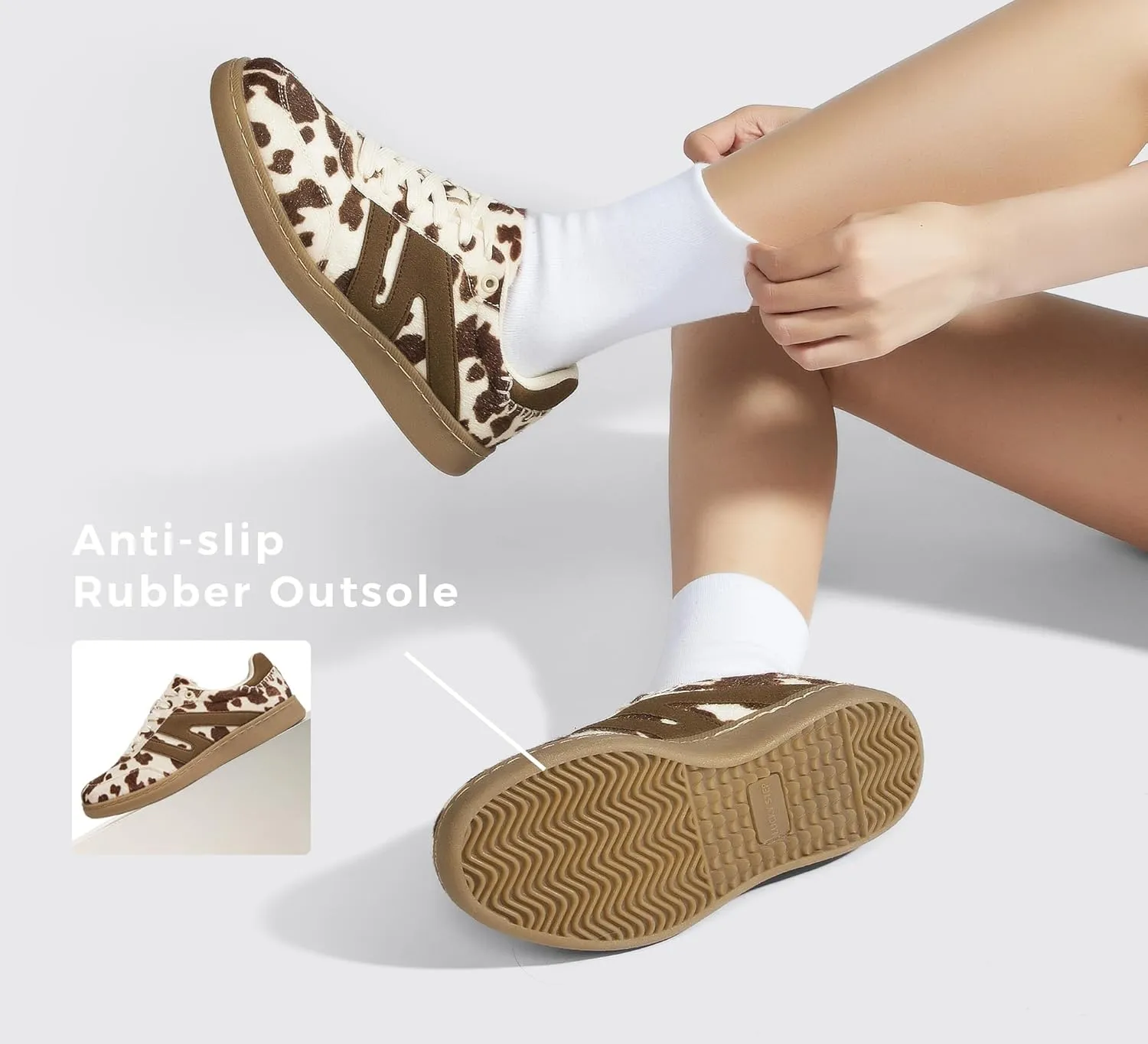 LUCKY STEP Women Classic Retro Gum Sole Fashion Sneakers Casual Tennis Skate Shoe Genuine Leather Walking Footwear Anti Slip Trainers