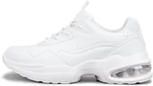 LUCKY STEP Womens Air Cushion Fashion Sneakers Platform Casual Walking Resistant Tennis Shoes Hologram Leather Comfortable Travel Sneakers