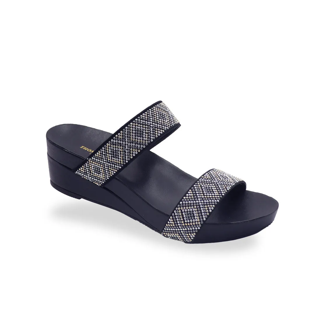 Matchy Boho Rhinestone Low Wedges 2" inch [Arch-legance Series]