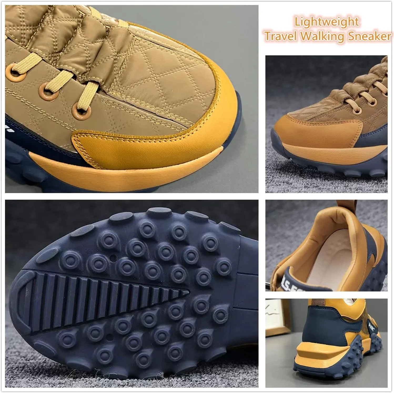 Men's Casual Shoes Thick Base Sneakers, Comfortable Slip-on Orthopedic Sneakers, Non Slip Breathable Athletic Shoes