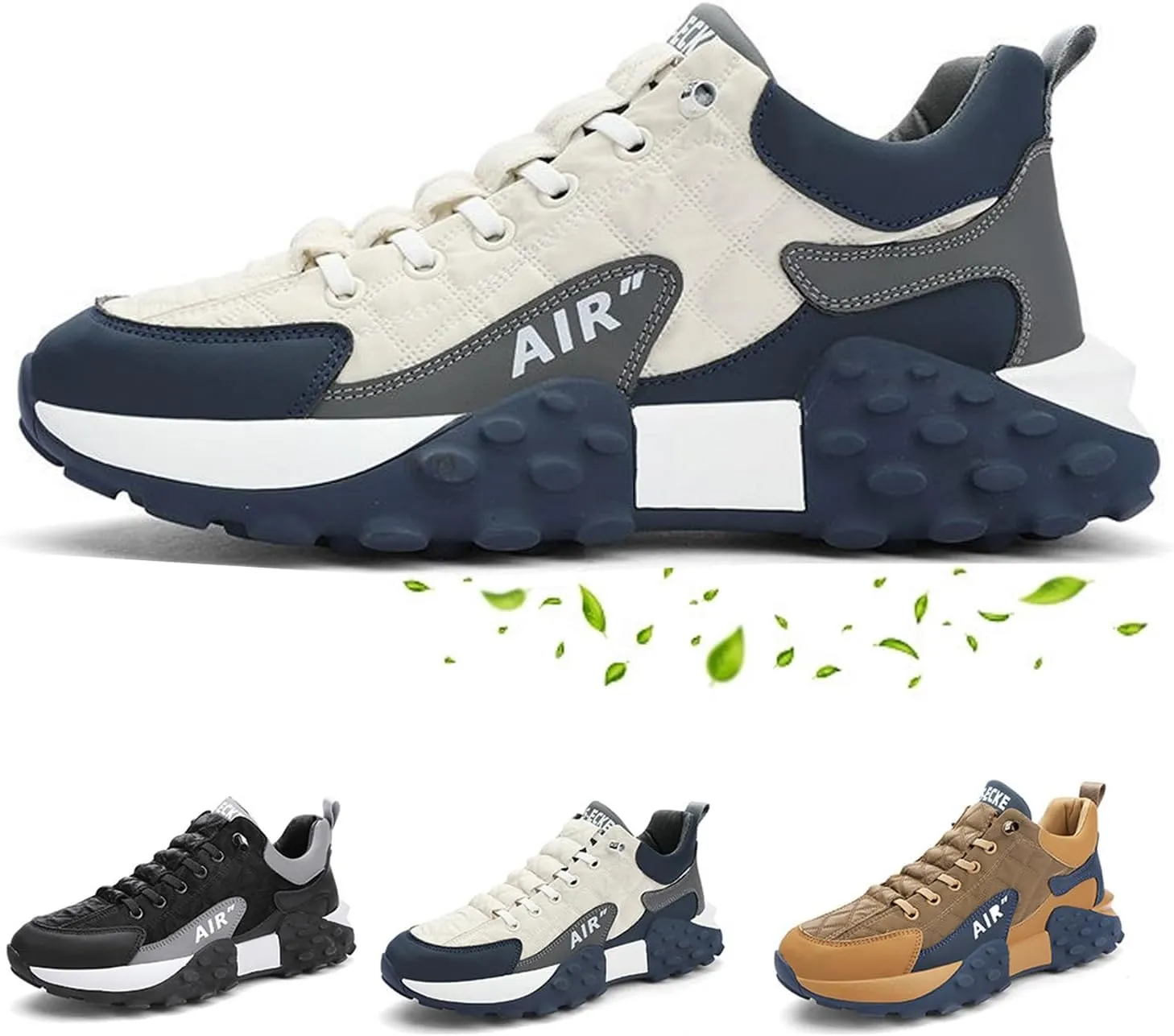 Men's Casual Shoes Thick Base Sneakers, Comfortable Slip-on Orthopedic Sneakers, Non Slip Breathable Athletic Shoes