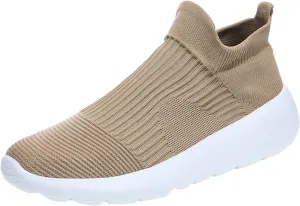 Men's High Top Sock Shoes Summer Mesh Breathable Sneakers Comfortable Solid Slip On Sneakers Labor Work Shoes