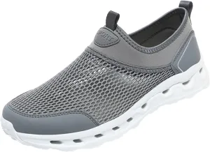 Men's Hollow Mesh Sports Shoes Fashion Breathable Beach Shoes Comfortable Non Slip Soft Flat Elderly Shoe