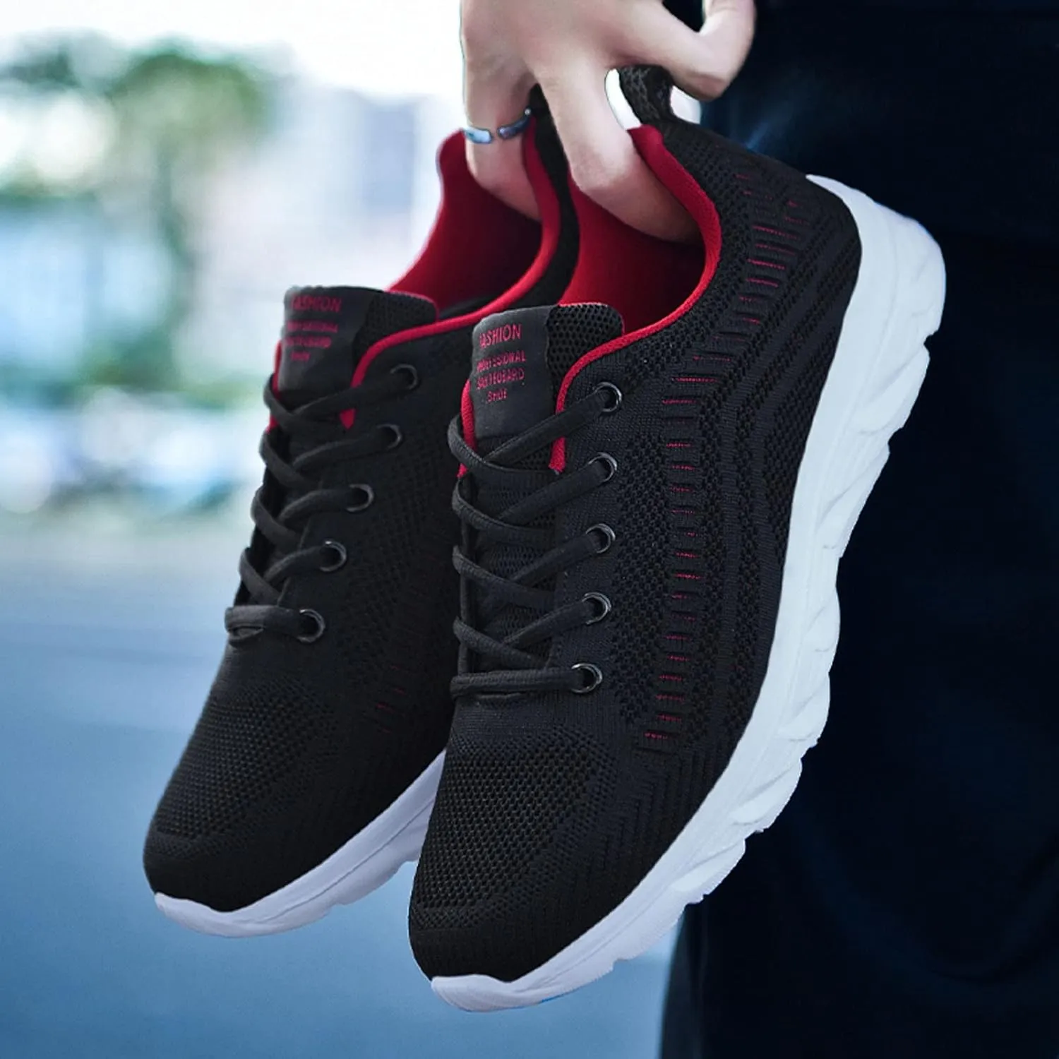Men's Lightweight Cushion Sneakers Breathable Casual Comfortable Walking Sneaker Arch Support Plantar Fasciitis