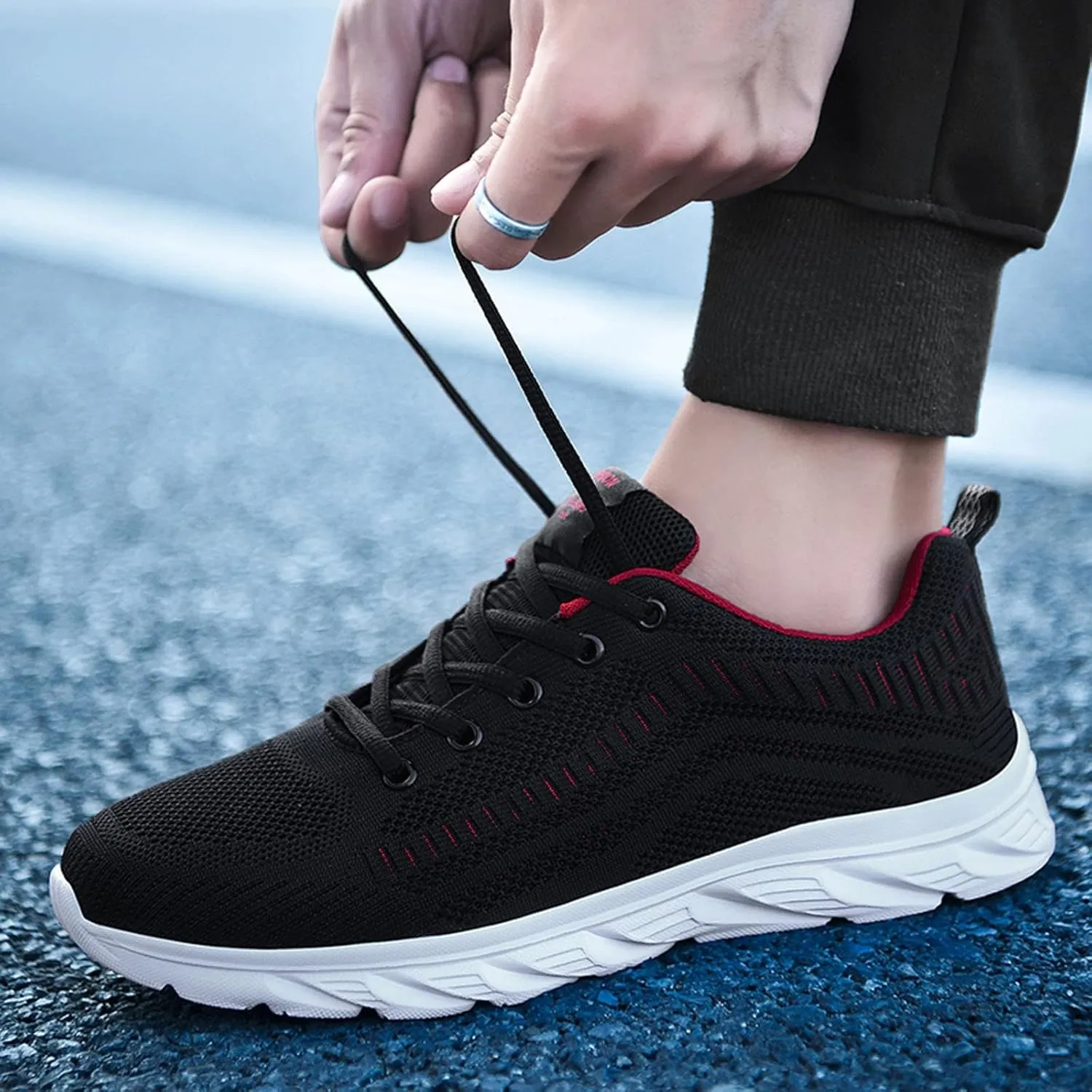 Men's Lightweight Cushion Sneakers Breathable Casual Comfortable Walking Sneaker Arch Support Plantar Fasciitis