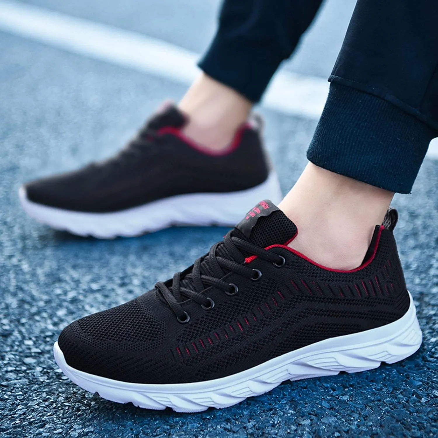 Men's Lightweight Cushion Sneakers Breathable Casual Comfortable Walking Sneaker Arch Support Plantar Fasciitis