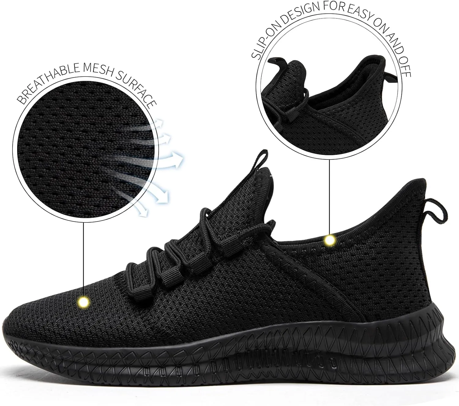 Mens Running Shoes Slip on Tennis Shoes Fashion Sneakers Lightweight Athletic Gym Workout Sneakers Non Slip Walking Sport for Men