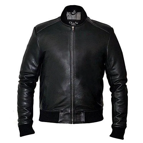 Mens Sand Style Bomber Leather Jacket