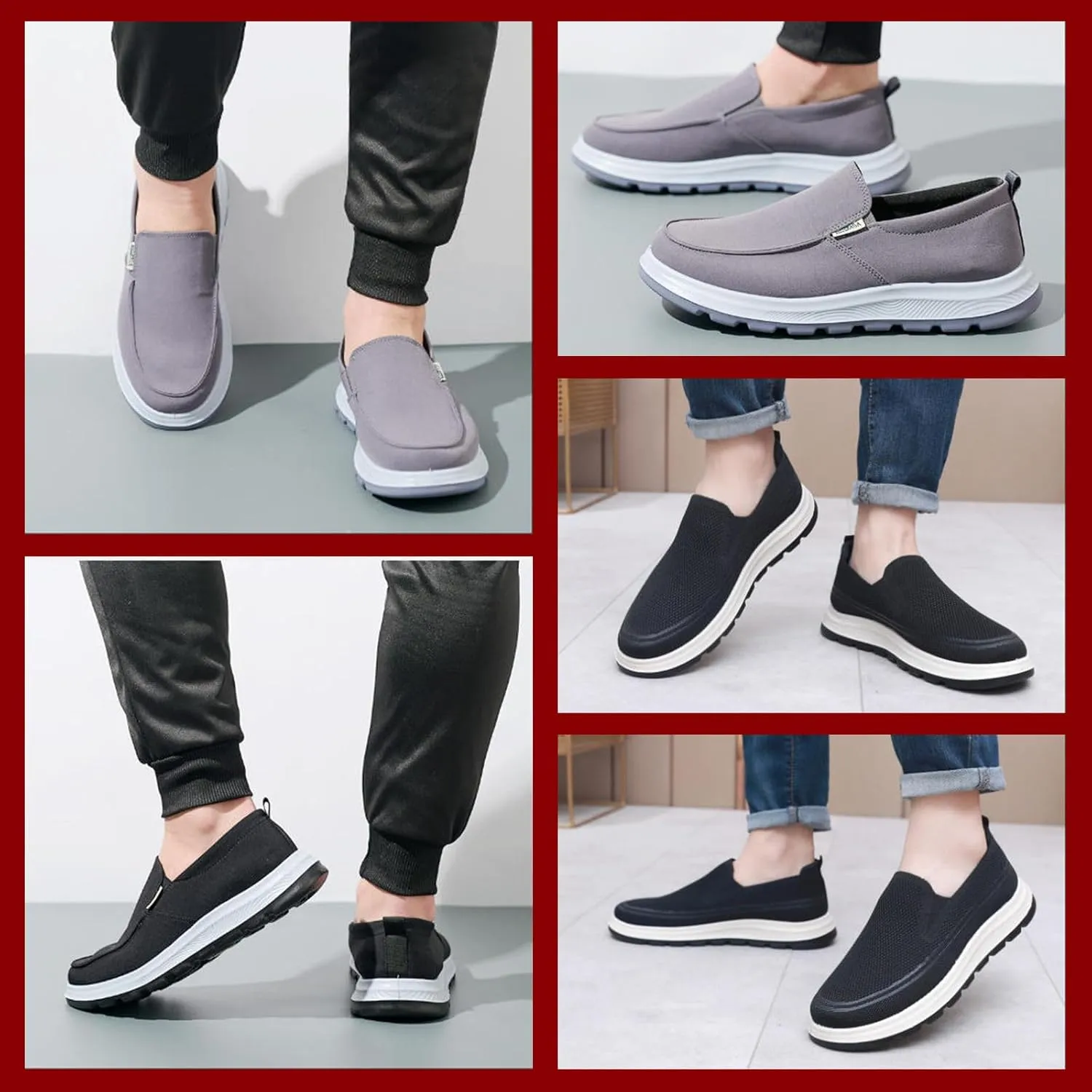 Men's Slip-On Mesh Sneakers, Breathable Casual Walking Shoes with Comfortable Non-Slip Sole, Lightweight Slip-on Trainers for Everyday Use