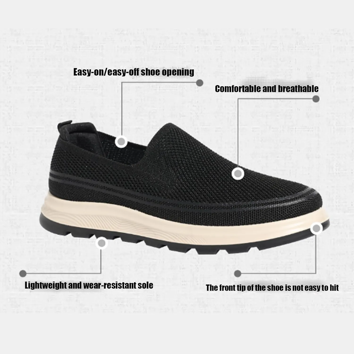 Men's Slip-On Mesh Sneakers, Breathable Casual Walking Shoes with Comfortable Non-Slip Sole, Lightweight Slip-on Trainers for Everyday Use
