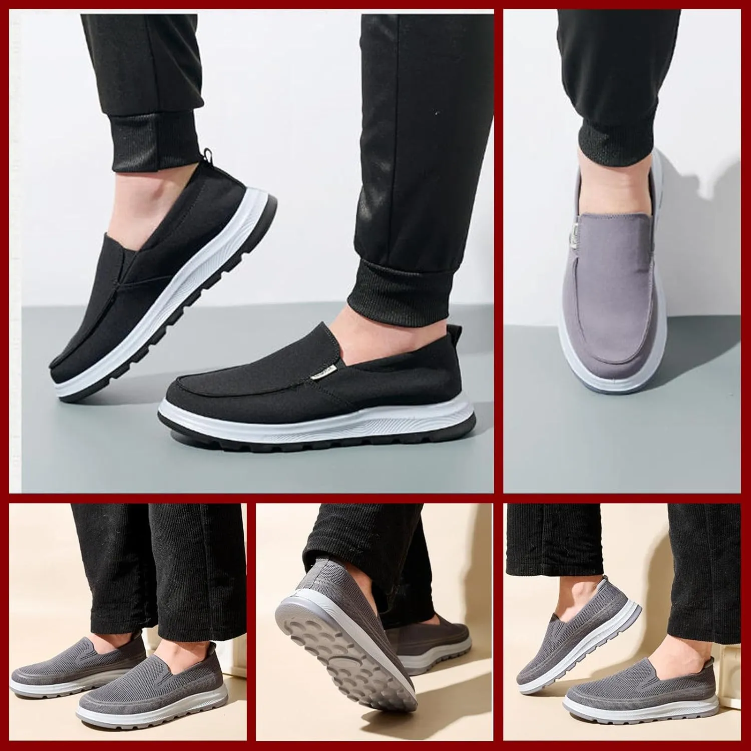 Men's Slip-On Mesh Sneakers, Breathable Casual Walking Shoes with Comfortable Non-Slip Sole, Lightweight Slip-on Trainers for Everyday Use