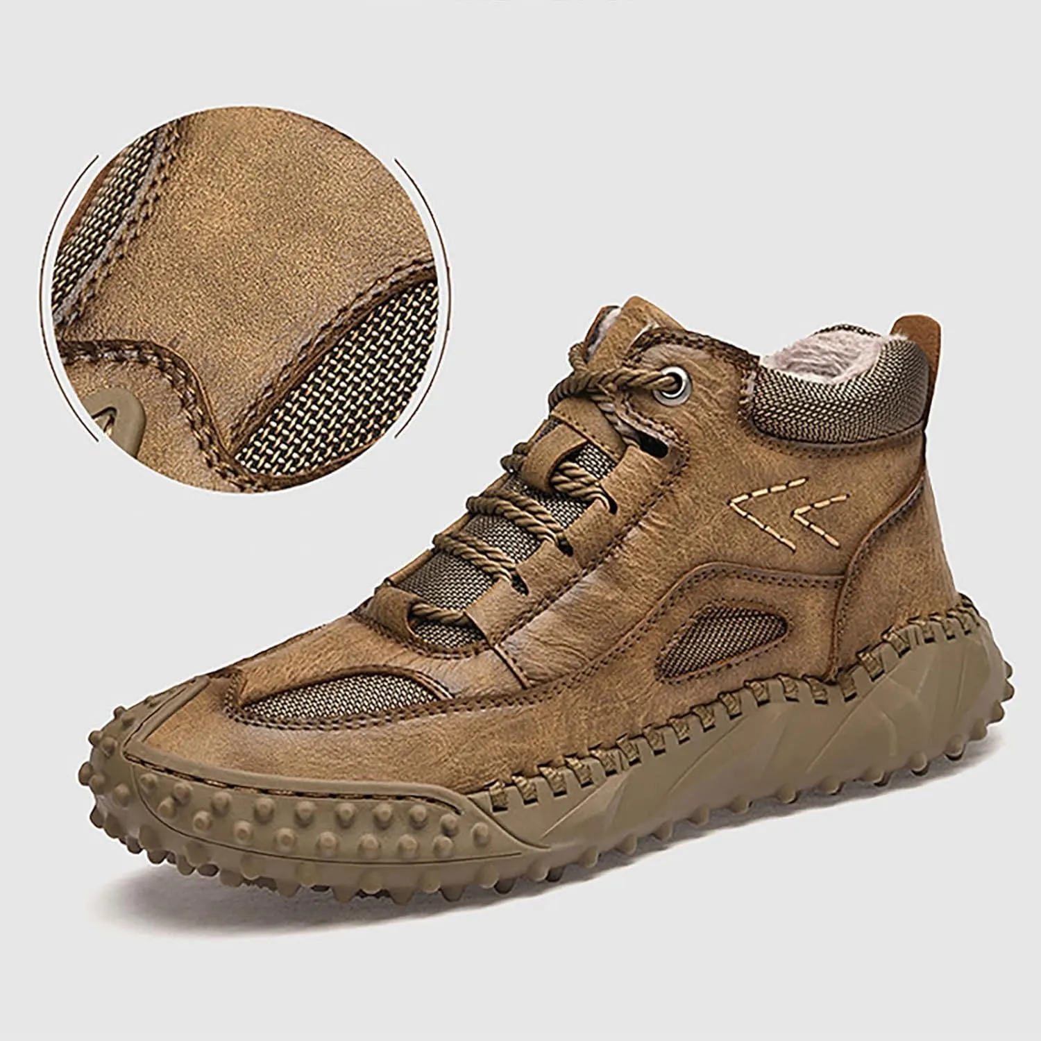 Men's Snow Boots Fully Fur Lined Winter Boots Lace Up Waterproof Non Slip Outdoor Lightweight Casual Climbing Shoes Hiking Shoes Work Trekking Boot