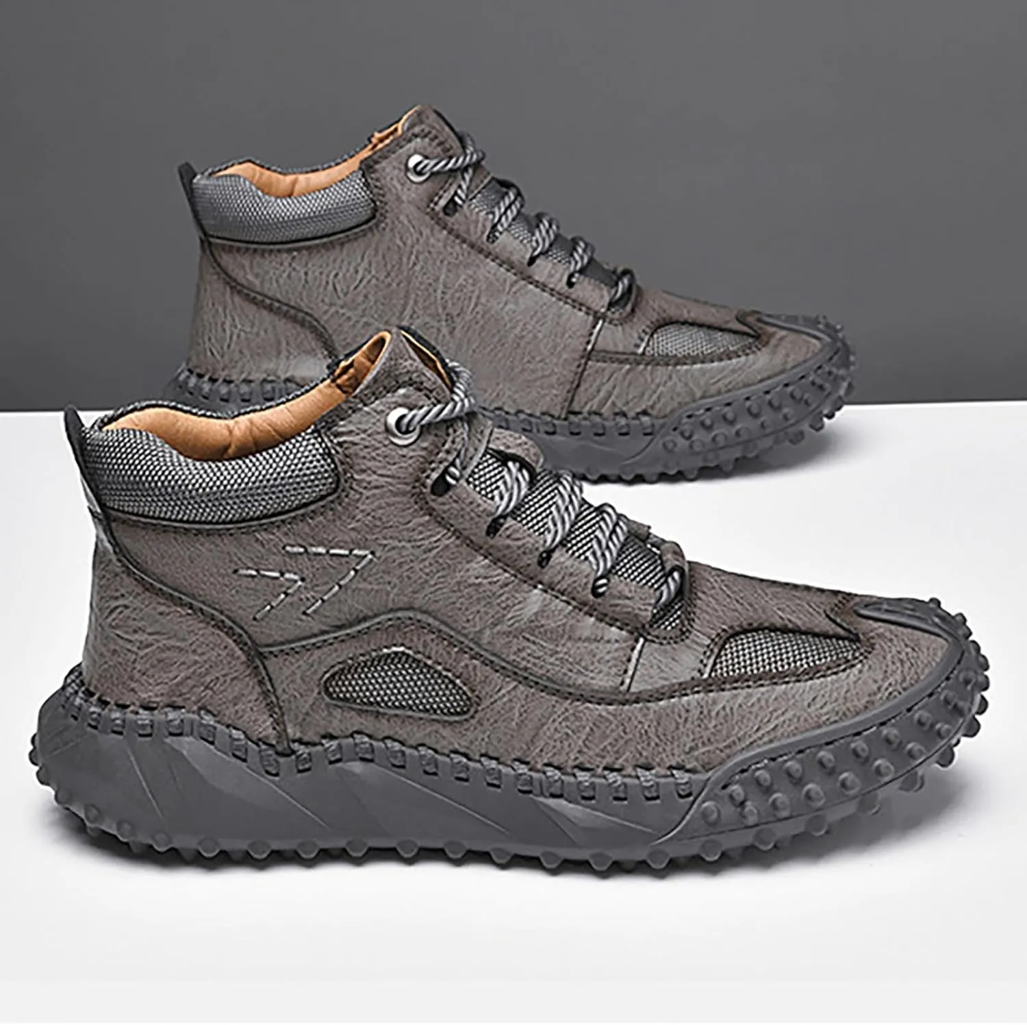 Men's Snow Boots Fully Fur Lined Winter Boots Lace Up Waterproof Non Slip Outdoor Lightweight Casual Climbing Shoes Hiking Shoes Work Trekking Boot