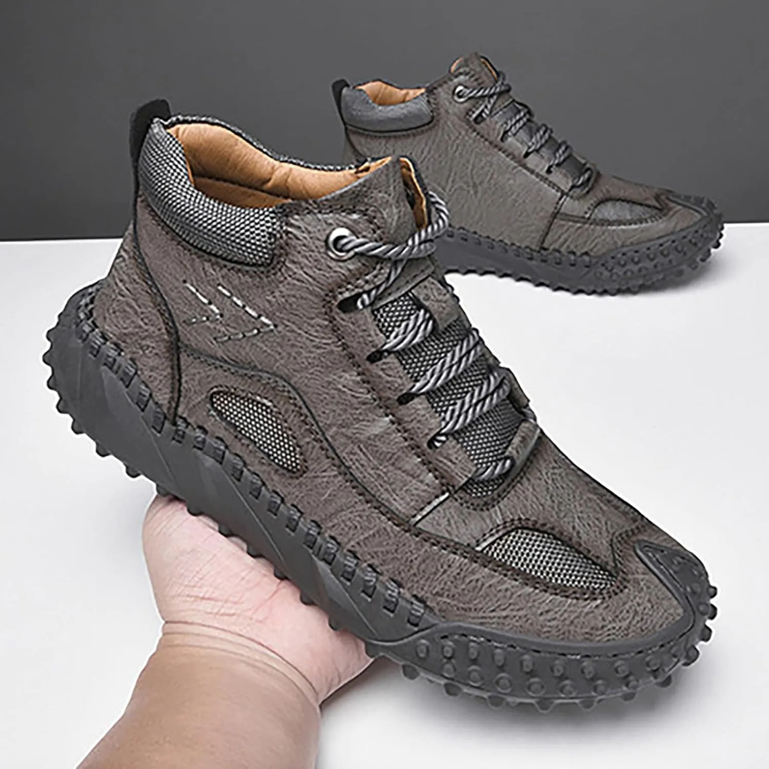 Men's Snow Boots Fully Fur Lined Winter Boots Lace Up Waterproof Non Slip Outdoor Lightweight Casual Climbing Shoes Hiking Shoes Work Trekking Boot