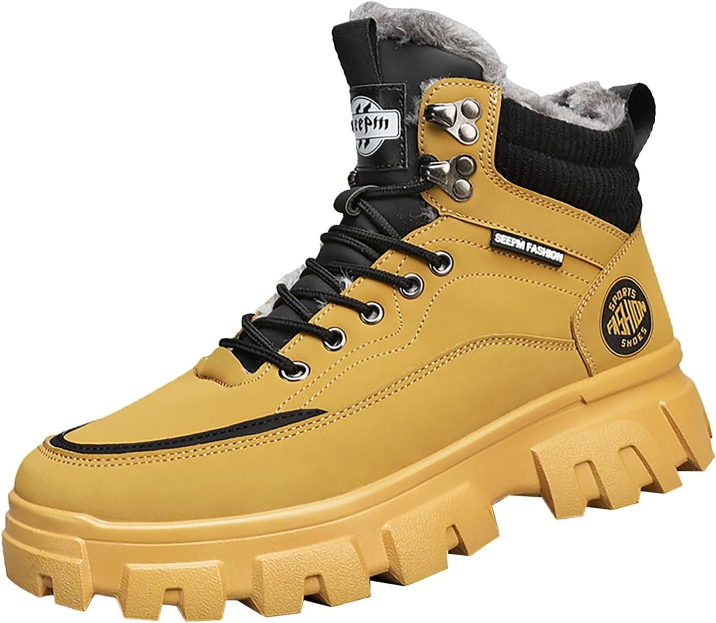 Men's Snow Boots Lightweight Waterproof Winter Boots Warm Plush Lined Shoes Anti-slip Cold Weather Shoes
