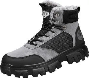 Men's Snow Boots Lightweight Waterproof Winter Boots Warm Plush Lined Shoes Anti-slip Cold Weather Shoes