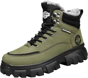 Men's Snow Boots Lightweight Waterproof Winter Boots Warm Plush Lined Shoes Anti-slip Cold Weather Shoes