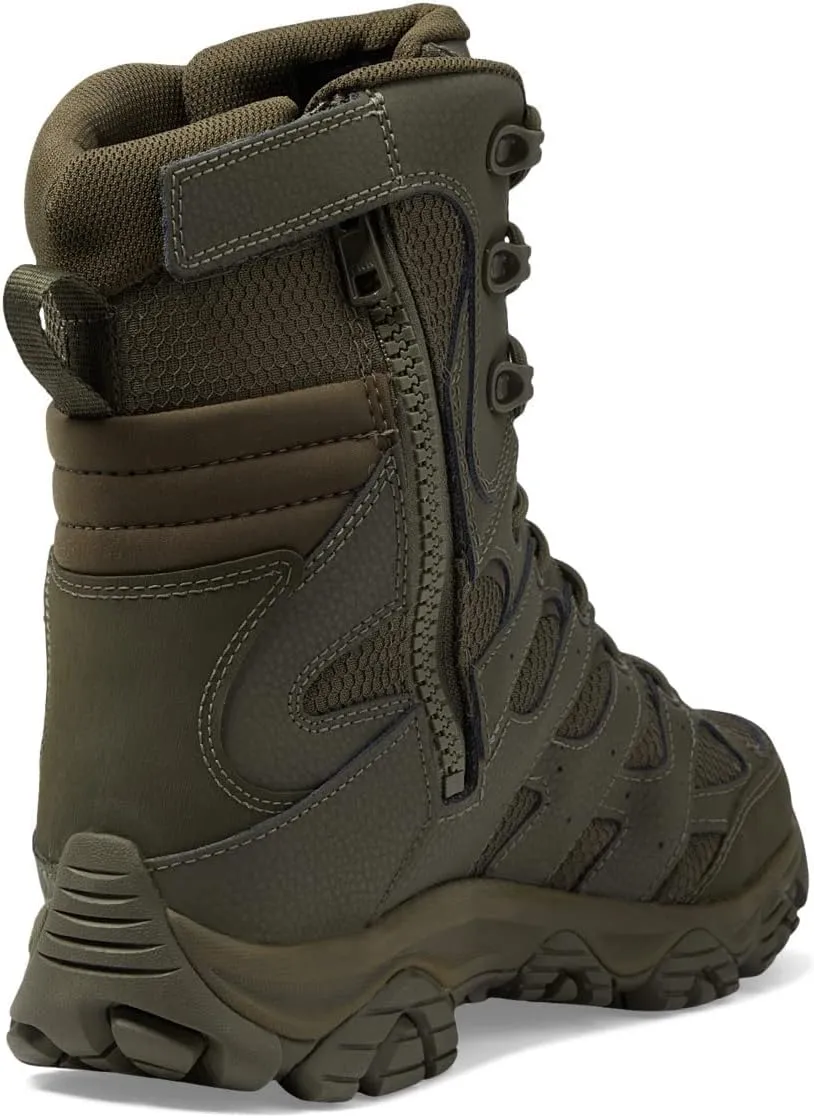 Merrell Mens Moab 3 8 Zip Tactical Waterproof Boots, Durable & Comfortable Coated Leather Combat Hiking Shoes