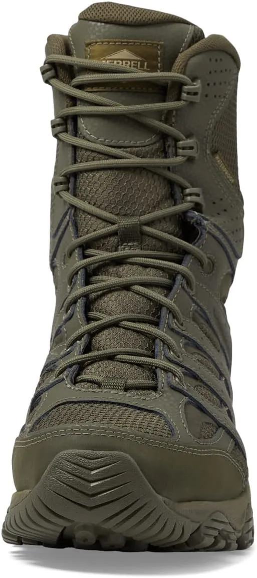 Merrell Mens Moab 3 8 Zip Tactical Waterproof Boots, Durable & Comfortable Coated Leather Combat Hiking Shoes