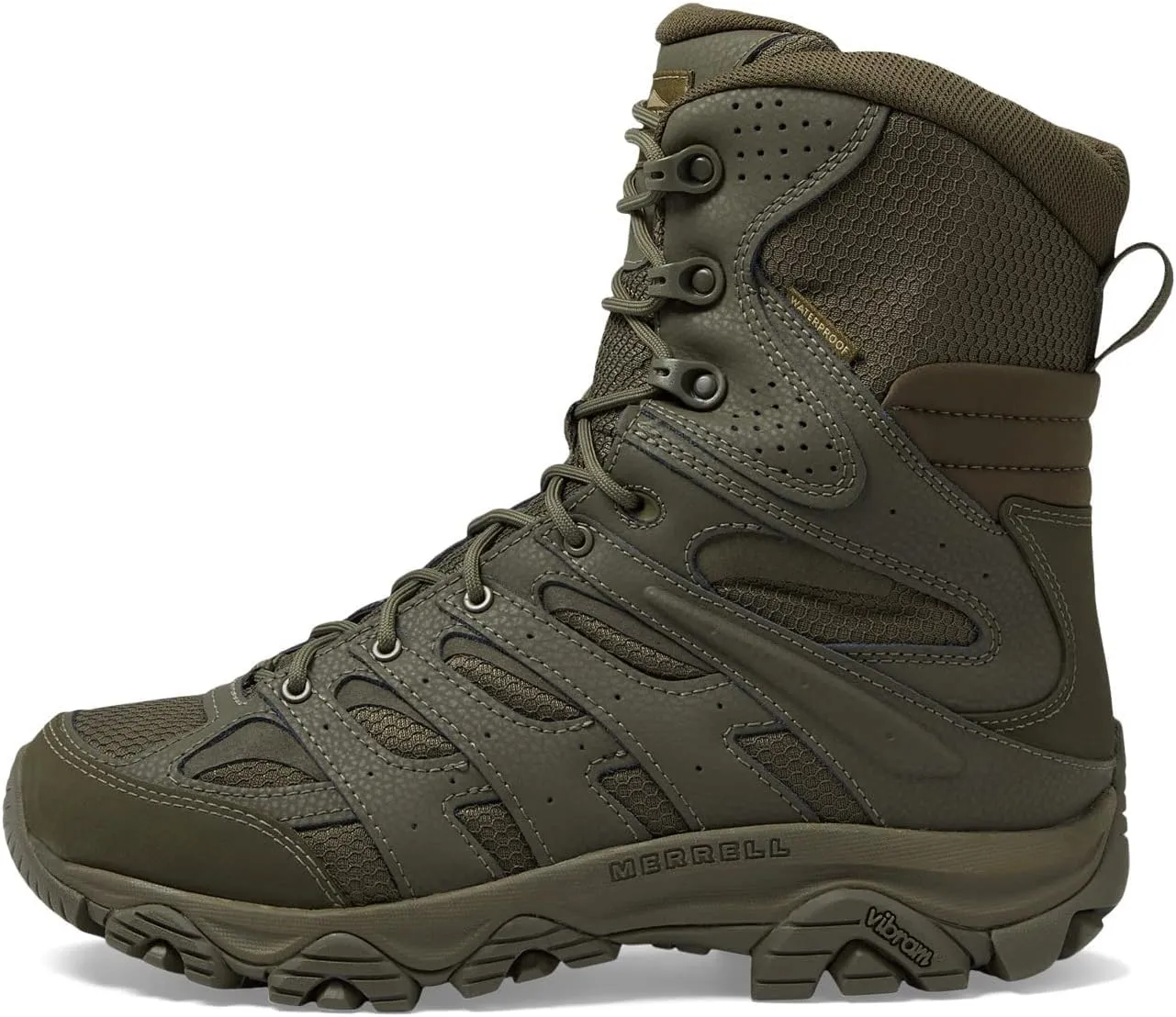 Merrell Mens Moab 3 8 Zip Tactical Waterproof Boots, Durable & Comfortable Coated Leather Combat Hiking Shoes
