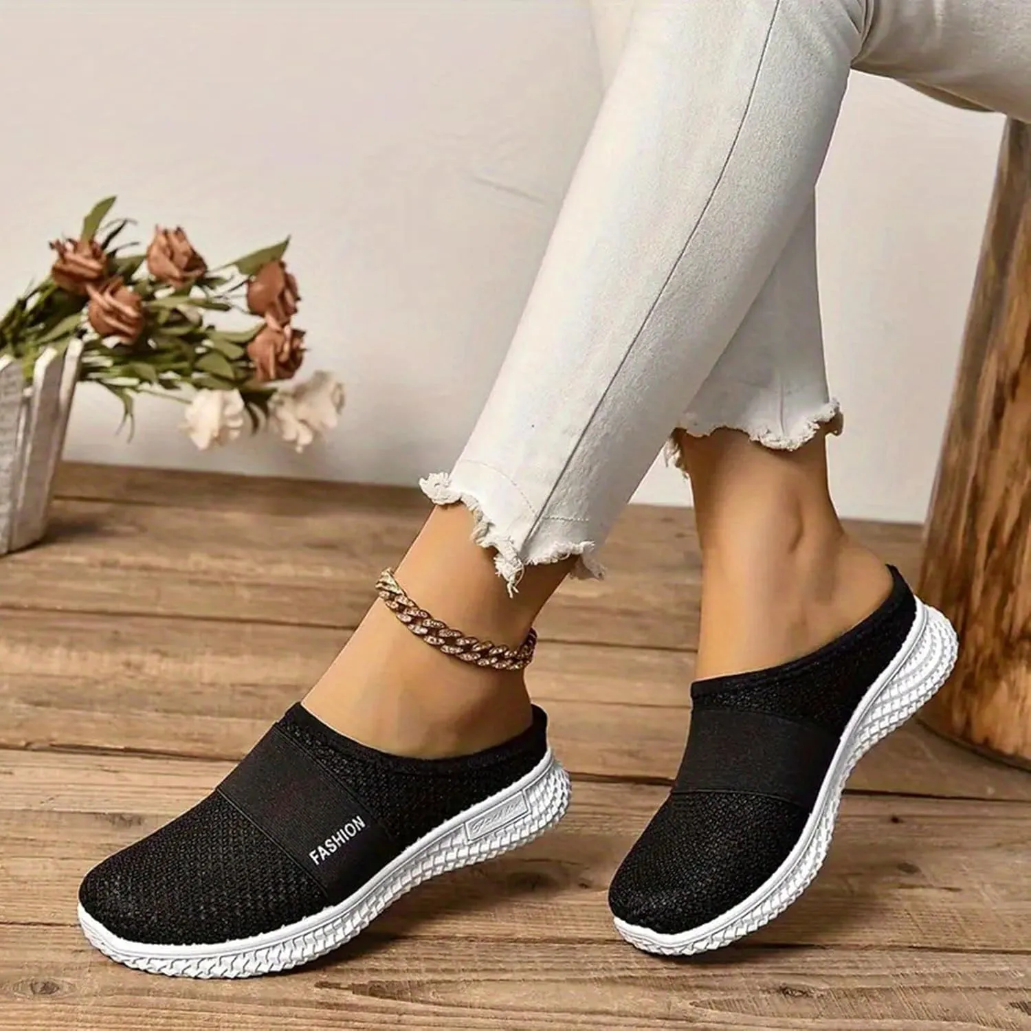 Mules Clogs for Women Diabetic Air-Cushion Slip-On Walking Shoes Lightweight Platform Mesh Mules Sneaker Sandals Orthopedic Slippers Backless Sneakers