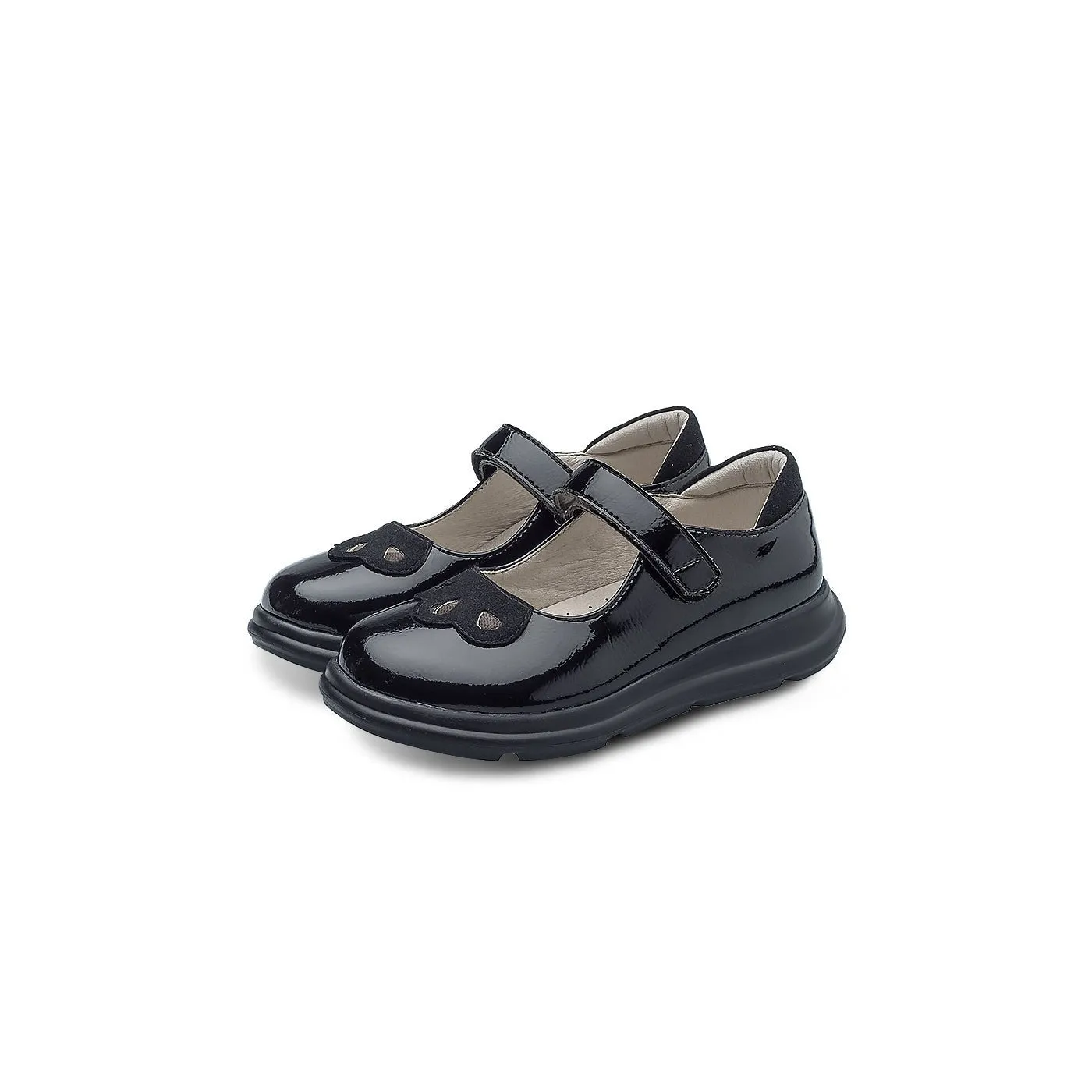 Ness Lightweight Soft Sole Girl Patent Black School Shoes