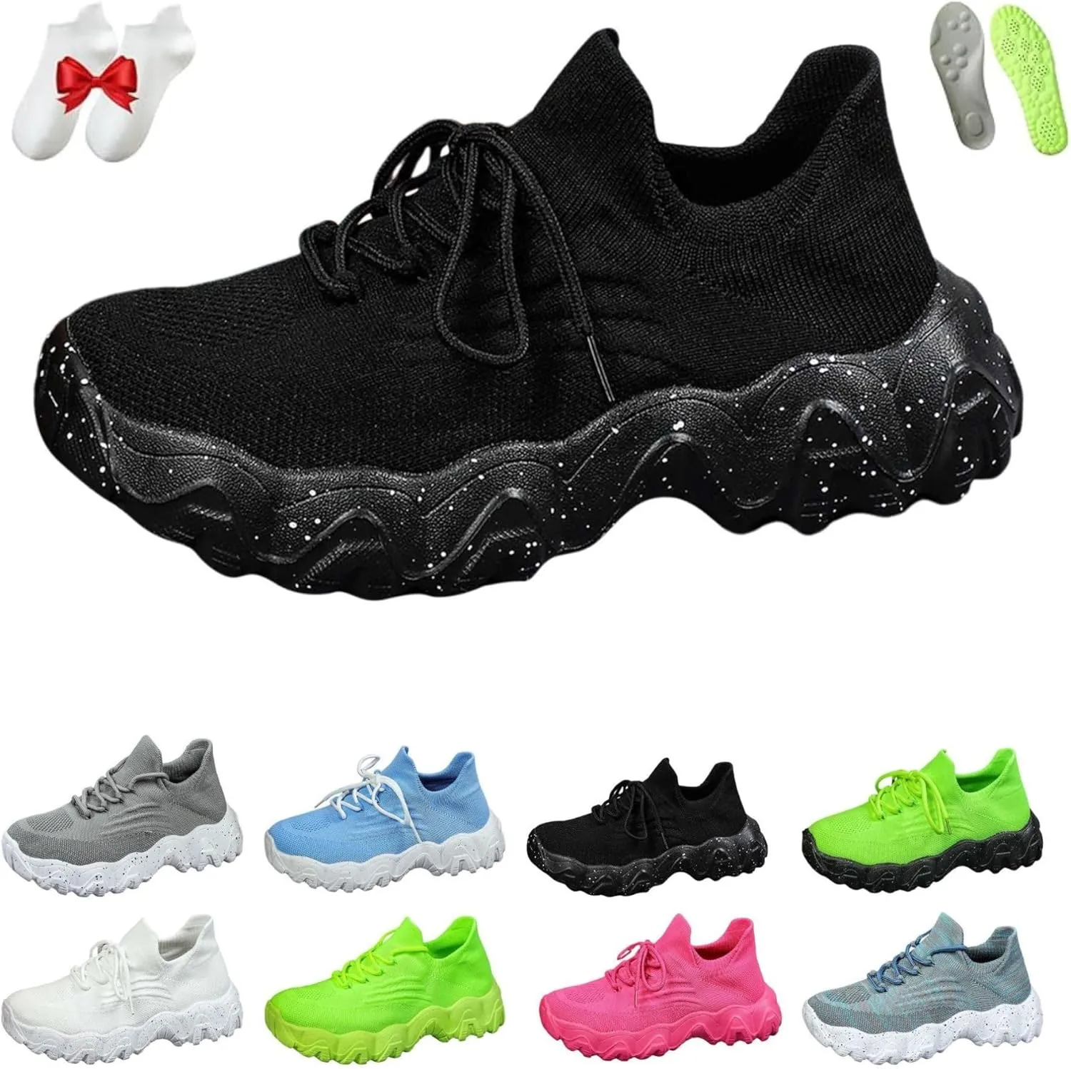Ortho Pro Women's Breathable Mesh Orthopedic Sneakers, Non-Slip Work Shoes for Women, Lace-Up, Flat Heel, Round Toe, Casual, Running, Jogging, Adult, US Size