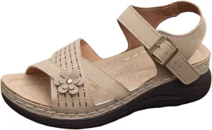 Orthopedic Sandals For Women Arch Support 2025 Open Toe Summer Casual Platform Sandals with Adjustable Hook Loop Wide Width Walking Dress Shoes for Party Casual Beach Vacation